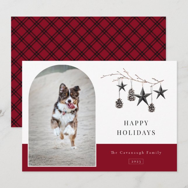 Festiva Tarjeta de vacaciones de fotos de marcos de arcos  (Anverso / Reverso)