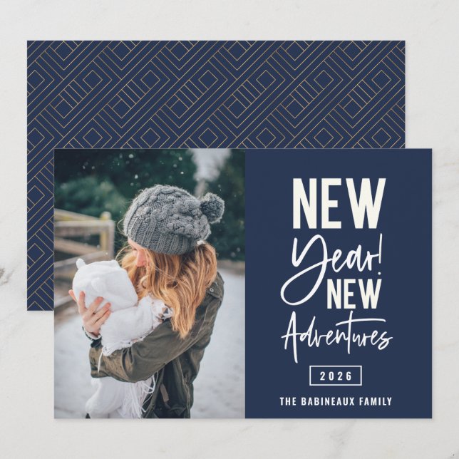 Festiva Tarjeta de vacaciones de fotos de New Year New Adv (Anverso / Reverso)