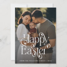 Tarjeta de vacaciones de fotos de pascua feliz mod