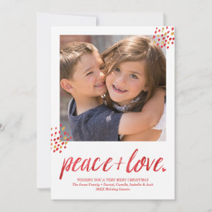 Festiva Tarjeta de vacaciones de fotos de paz y amor moder