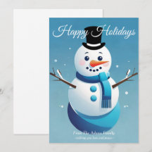 Tarjeta de vacaciones de Frosty The Snowman linda