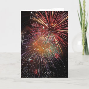 Festiva Tarjeta de vacaciones de fuegos artificiales de Añ