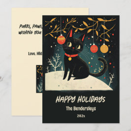 Festiva Tarjeta de vacaciones de gato negro retro