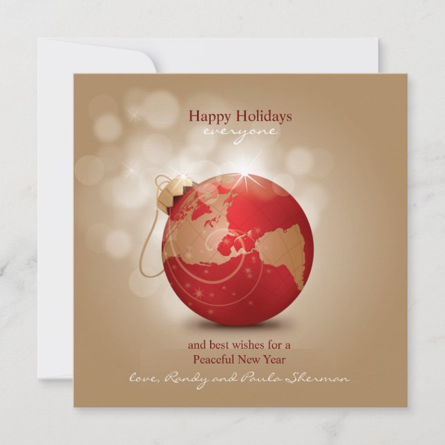 Festiva Tarjeta de vacaciones de Globe Ornament (Anverso)
