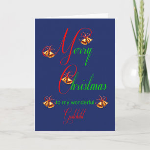 Festiva Tarjeta de vacaciones de Godchild Navidades Bells