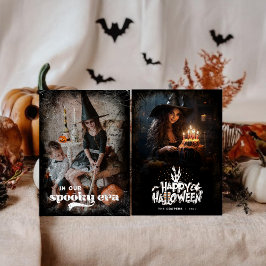 Festiva Tarjeta de vacaciones de Halloween familiar en nue