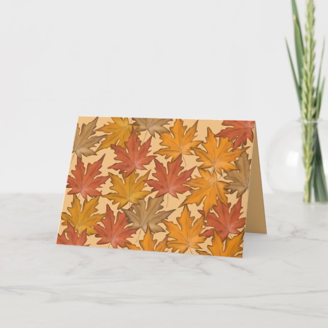 Festiva Tarjeta de vacaciones de hojas de otoño (Anverso)