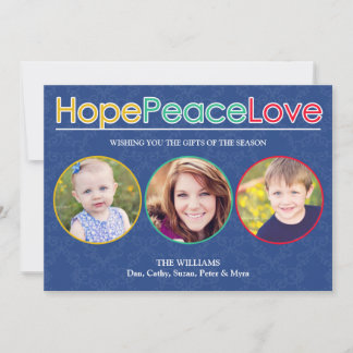 Festiva Tarjeta de vacaciones de Hope Peace Love Photos
