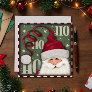 Festiva Tarjeta de vacaciones de inspiración Ho Ho Santa N