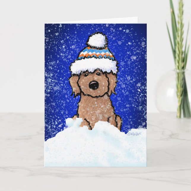 Festiva Tarjeta de vacaciones de invierno de albaricoque d (Anverso)