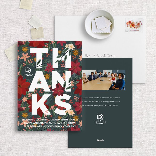 Festiva Tarjeta de vacaciones de invierno Floral Agradecim (Subido por el creador)