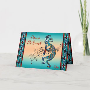 Festiva Tarjeta de vacaciones de Kokopelli turquesa