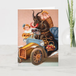 Festiva Tarjeta de vacaciones de Krampus Vintage Driding