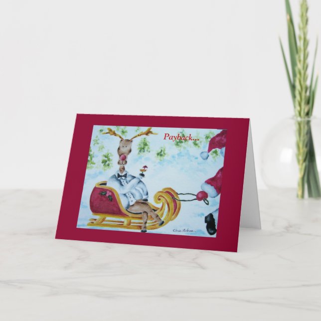 Festiva Tarjeta de vacaciones de la devolución de renos (Anverso)