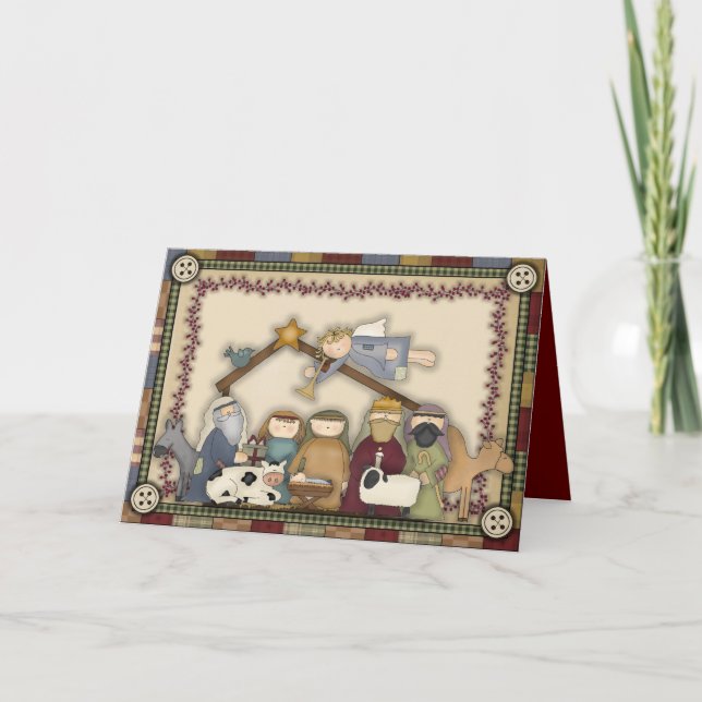 Festiva Tarjeta de vacaciones de la escena de la Natividad (Anverso)