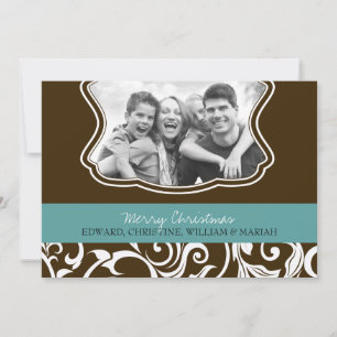 Festiva Tarjeta de vacaciones de la familia Damask Merry C