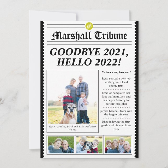 Festiva Tarjeta de vacaciones de la familia Estilo Periódi (Anverso)