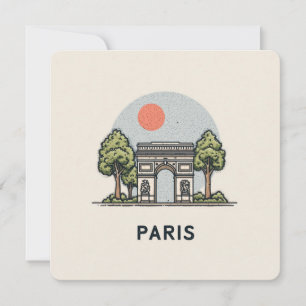Festiva Tarjeta de vacaciones de la silueta de París minim