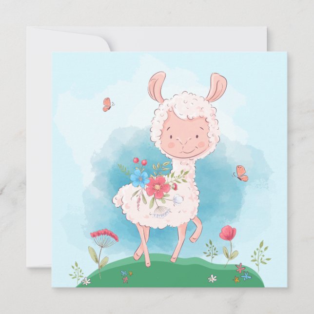 Festiva Tarjeta de vacaciones de llama (Anverso)