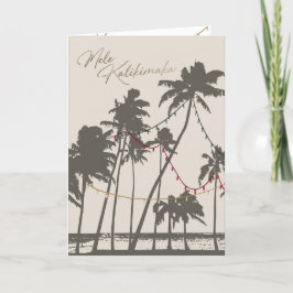 Festiva Tarjeta de vacaciones de Mele Kalikimaka, Verde y