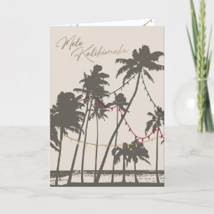 Festiva Tarjeta de vacaciones de Mele Kalikimaka, Verde y