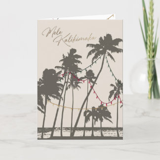Festiva Tarjeta de vacaciones de Mele Kalikimaka, Verde y