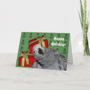 Festiva Tarjeta de vacaciones de Navidades de loro gris af