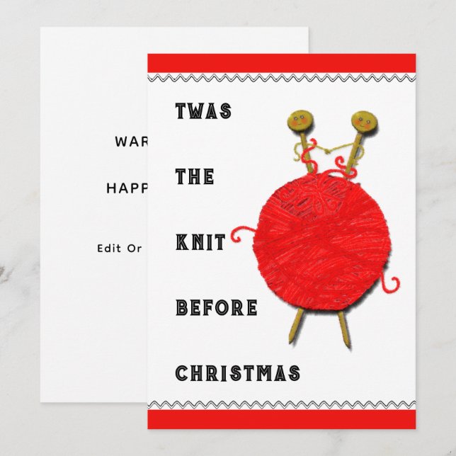 Festiva Tarjeta de vacaciones de Navidades de punto (Anverso / Reverso)