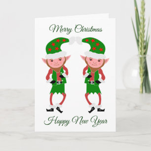 Festiva Tarjeta de vacaciones de Navidades Elves Bailarine