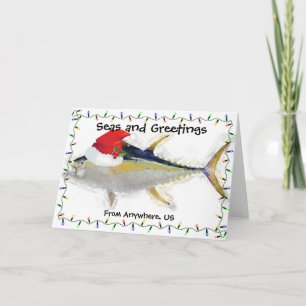 Festiva Tarjeta de vacaciones de Navidades náuticos Yellow
