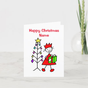Festiva Tarjeta de vacaciones de Navidades presentes y niñ