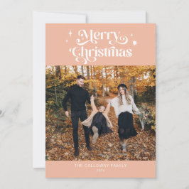 Festiva Tarjeta de vacaciones de Navidades rosa retro