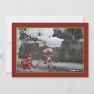 Festiva Tarjeta de vacaciones de nieve de rama de bayas