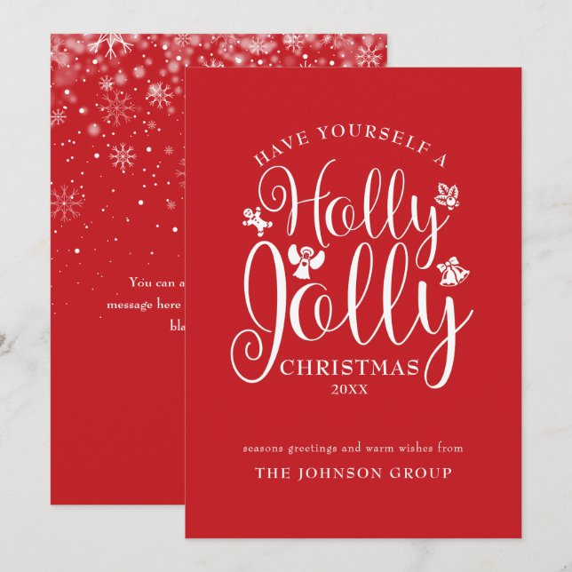 Festiva Tarjeta de vacaciones de oficina con guión alegre  (Anverso / Reverso)