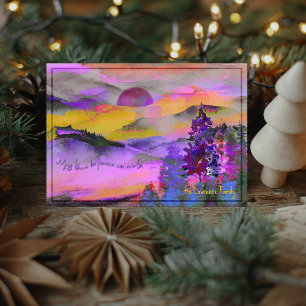 Festiva Tarjeta de vacaciones de paisaje acuarela colorida