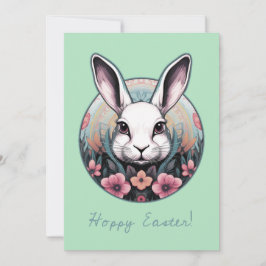 Festiva Tarjeta de vacaciones de Pascua con conejo feliz
