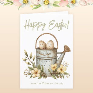 Festiva Tarjeta de vacaciones de Pascua con flores de salv