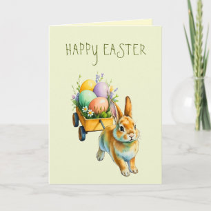 Festiva Tarjeta de vacaciones de Pascua de acuarela de car