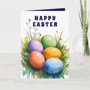 Festiva Tarjeta de vacaciones de Pascua de huevos de acuar