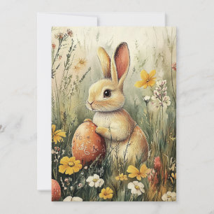 Festiva Tarjeta de vacaciones de Pascua para conejitos de 
