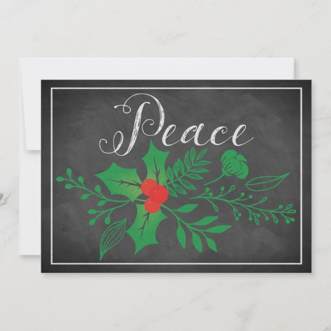 Festiva Tarjeta de vacaciones de paz | Faux Chalkboard, Ho (Anverso)