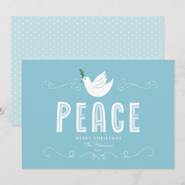 Festiva Tarjeta de vacaciones de paz para navidades (Anverso / Reverso)