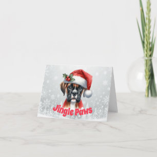 Festiva Tarjeta de vacaciones de perro Boxer Jingle Paws