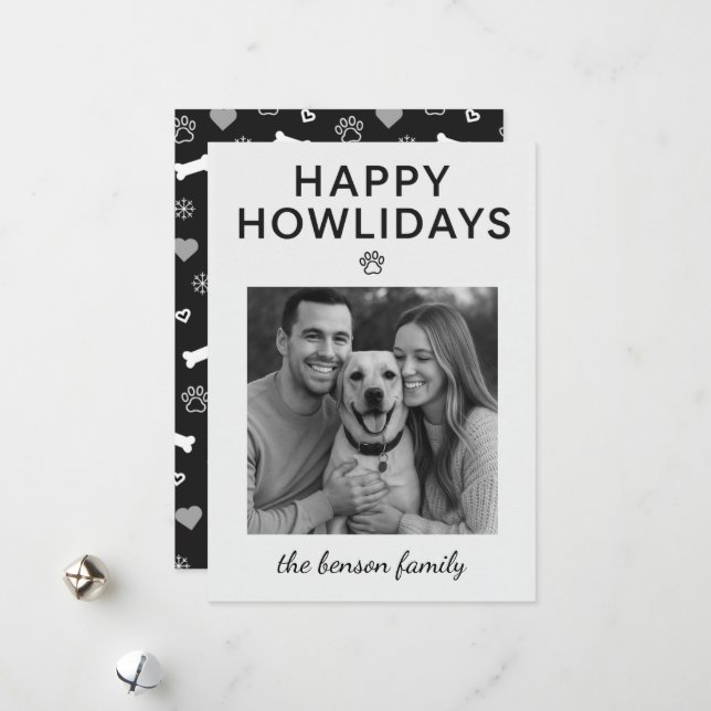 Festiva Tarjeta de vacaciones de perro Felices Howlidays  (Anverso/Reverso In Situ)