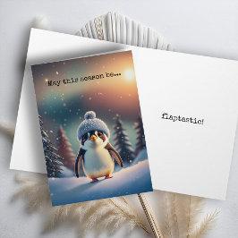 Festiva Tarjeta de vacaciones de pingüino adorable