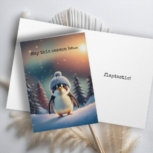 Festiva Tarjeta de vacaciones de pingüino adorable