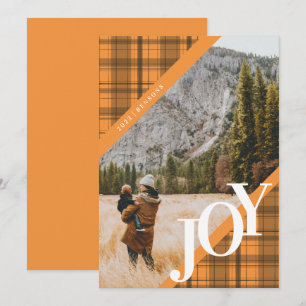 Festiva Tarjeta de vacaciones de Plaid JOY Diagonal Naranj