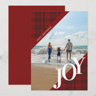 Festiva Tarjeta de vacaciones de Plaid JOY Diagonal Rojo