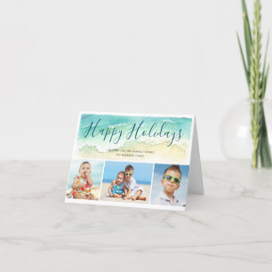 Festiva Tarjeta de vacaciones de playa plegada con 3 fotos