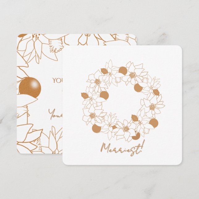 Festiva Tarjeta de vacaciones de poinsettia minimalista do (Anverso / Reverso)